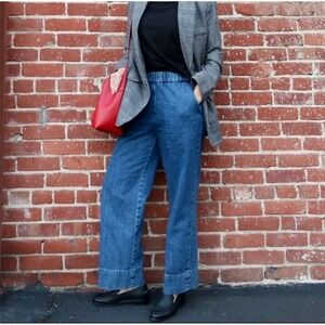 Everlane The Easy Pull On Cotton Straight Leg Blue Jeans Size 0